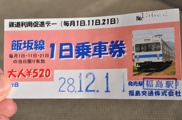 福島交通飯坂線の鉄道利用促進デー1日乗車券