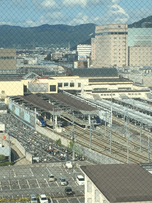 ホテルメルパルク長野から見た長野駅側のトレインビュー