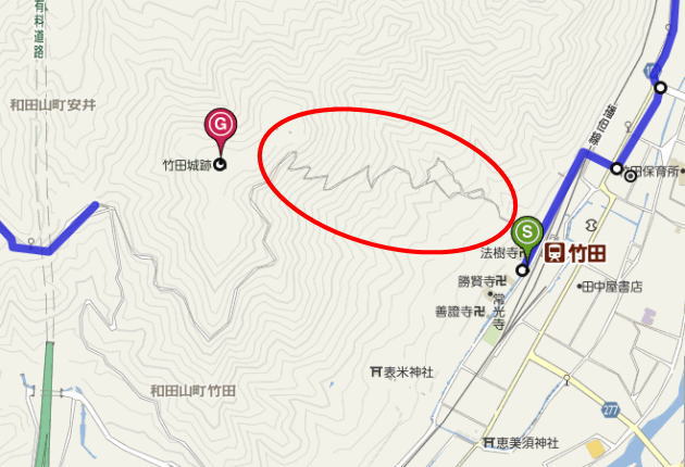竹田城への「裏登山道」・・・駅から直ルートなので、歩いたほうが早い