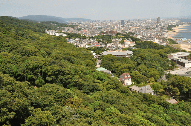 須磨浦ロープウェイから見る、源平合戦の一ノ谷古戦場