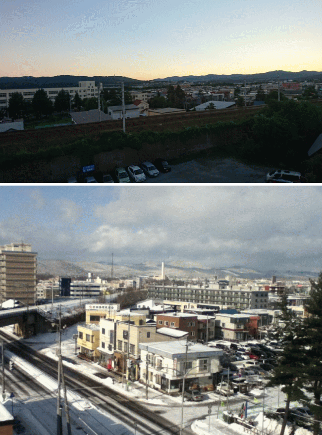 キャピタルホテル旭川から見た函館本線の眺め