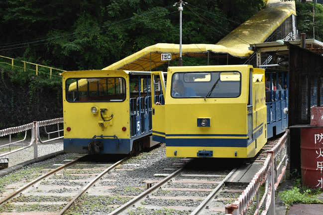 足尾銅山のトロッコ列車の交換設備