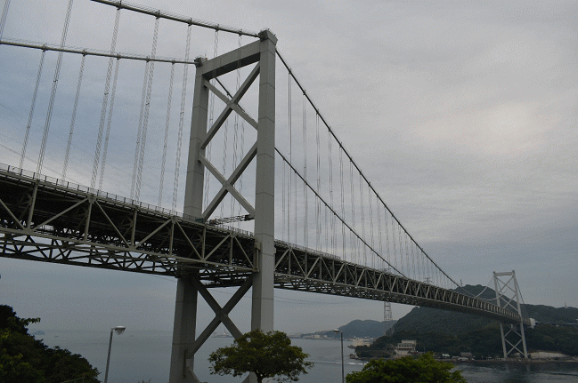 壇之浦パーキングエリアから眺めた関門海峡大橋