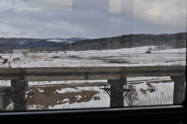 モオタコシベツ川を渡る鉄道橋、羽幌線の廃線跡