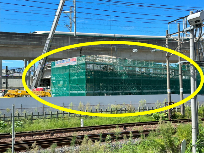 山形新幹線の上りの渡り線建設工事
