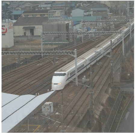 サンホテル岐阜羽島から見る東海道新幹線の写真