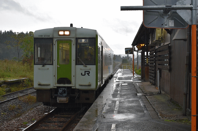 越後岩沢駅とキハ110