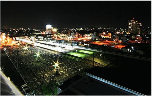 マイホテル岡崎から見た、夜の岡崎駅
