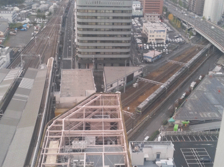 ホテルアソシア新横浜からの鉄道の眺め