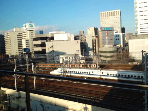 スーパーホテル名古屋駅前から見た鉄道の写真