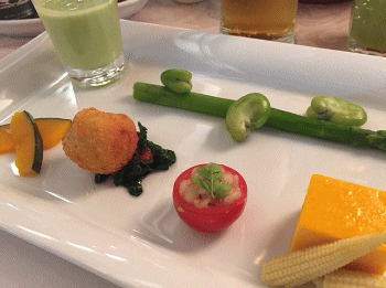 食堂車「ダイナープレヤデス」のモーニング（朝食）・温野菜プレート