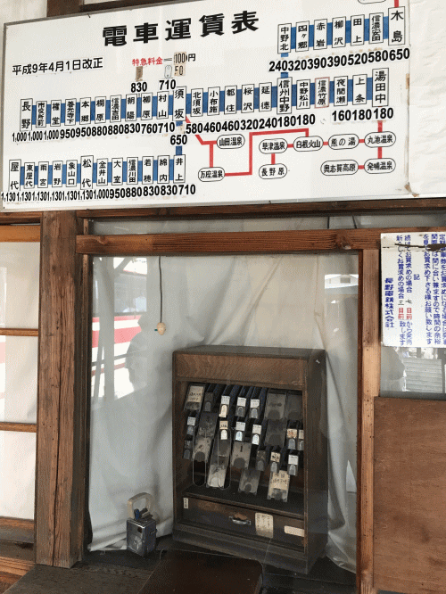 信濃竹原駅の運賃表や路線図