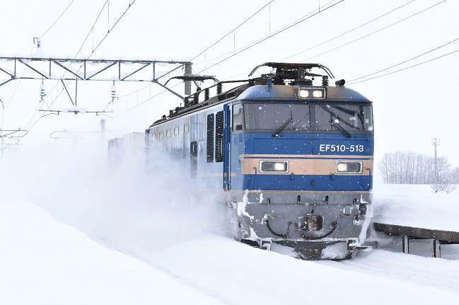 富山機関区EF510がけん引のコンテナ貨物列車（撫牛子駅）