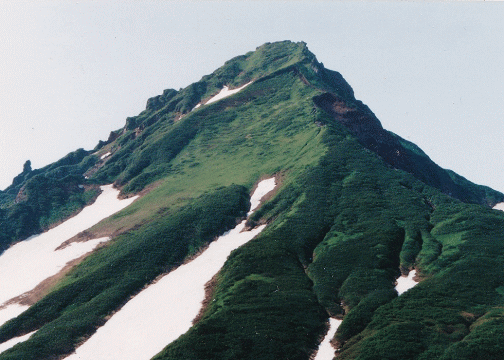 7合目から見た利尻富士の山頂（1996年）