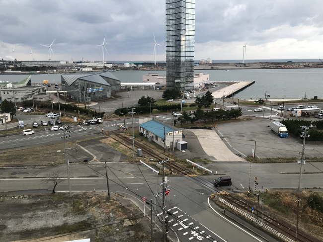 ホテルルートイン秋田土崎からの海側の景色