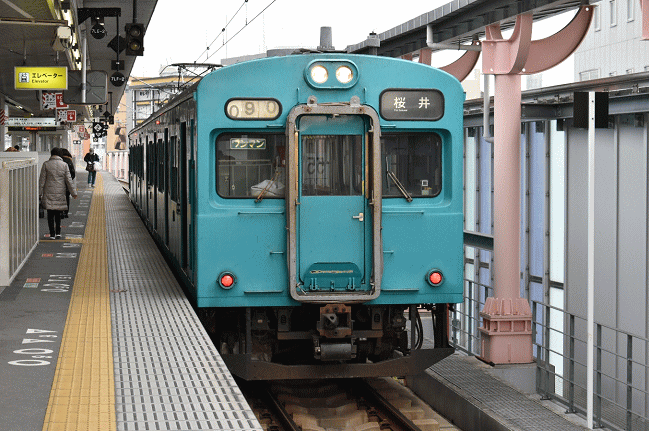 103系1000番台改造のクハ105-2（奈良駅）