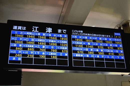 三江線の運賃表示