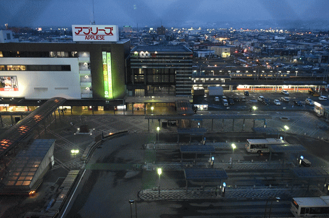 弘前駅前のルートイン1001号室からの眺め