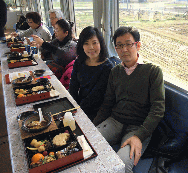 樽見鉄道で食事した時の記念写真