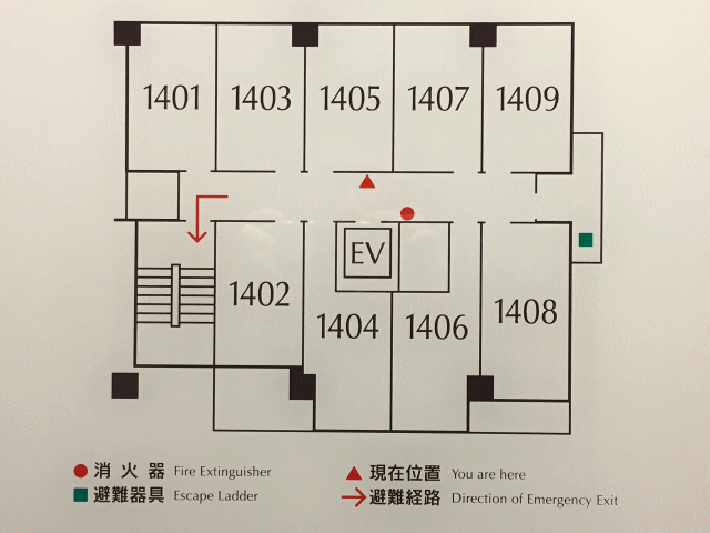 東横イン名古屋尾張一宮駅前の客室配置図