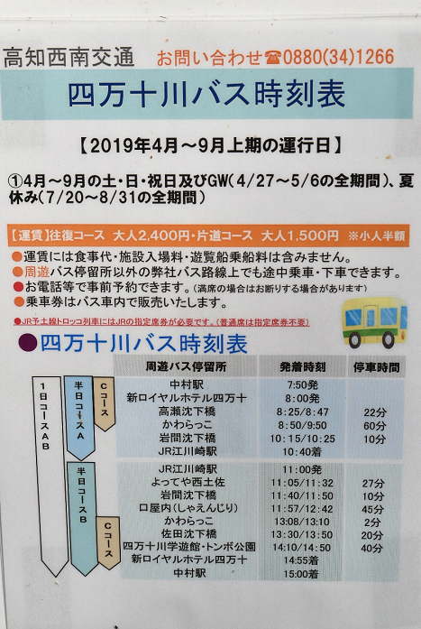 四万十川バスの時刻表